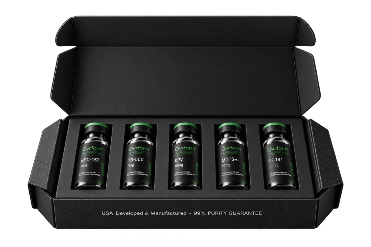 Open Ovrform premium 5-Pack box with 5 vials in one row