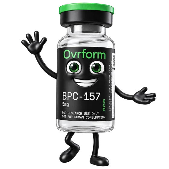 Peppy, the Ovrform vial mascot, waving hello