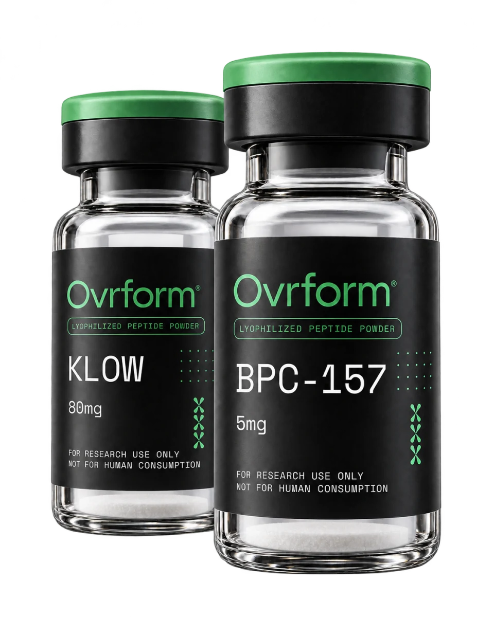 Ovrform KLOW and BPC-157 research peptide vials